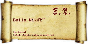 Balla Niké névjegykártya
