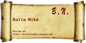 Balla Niké névjegykártya